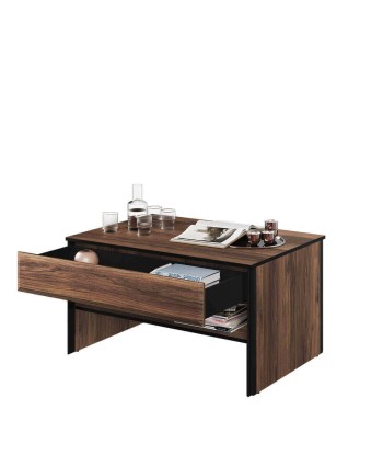 Table basse en bois, avec 1 tiroir, Borga 08, Chêne Catane / Noir, L100x72xH55 cm vente chaude votre 