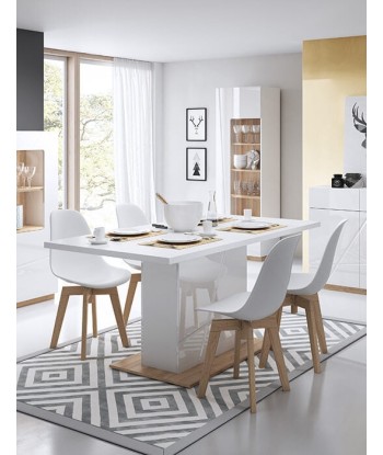 Table extensible en peuplier Futura 10, Blanc / Chêne Riviera, L160-200x90xH79 cm pas cher 