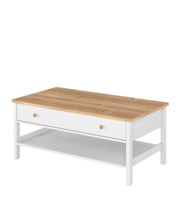 Table basse en bois, avec 1 tiroir, pour enfants et jeunes Story 15, Blanc/Chêne, L110x60xH48 cm l'achat 