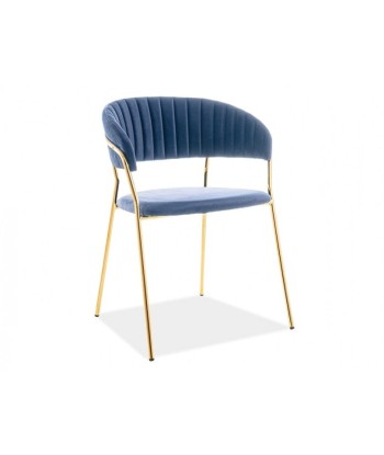 Chaise rembourrée avec tissu et pieds en métal Velours Lira Marine / Or, l56xA50xH78 cm Les êtres humains sont 