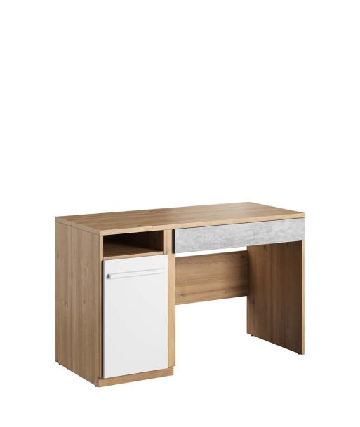 Table de bureau en bois, avec 1 tiroir et 1 porte, pour enfants et jeunes, Plano 06, Chêne/Gris/Blanc, L120x55xH76 cm suggérées chez