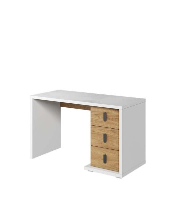 Table de bureau en bois, avec 3 tiroirs, pour enfants et adolescents, Simi 06, Naturel / Blanc, L125x55xH75 cm Le MVP de beaucoup