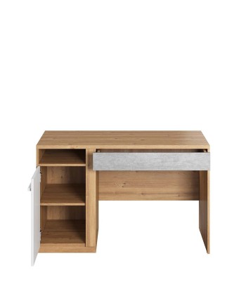 Table de bureau en bois, avec 1 tiroir et 1 porte, pour enfants et jeunes, Plano 06, Chêne/Gris/Blanc, L120x55xH76 cm suggérées chez