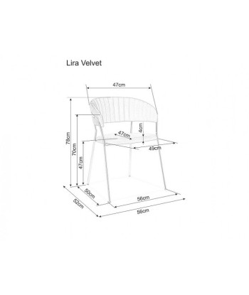 Chaise rembourrée avec tissu et pieds en métal Velours Lira Marine / Or, l56xA50xH78 cm Les êtres humains sont 