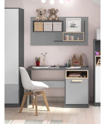 Table de bureau en bois, avec 1 tiroir, pour enfants et adolescents Pok 09, Gris/Blanc/Graphite, L120x50xH75 cm 50-70% off 