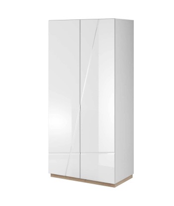 Armoire en bois clair à 2 portes Futura 01, Blanc / Chêne Riviera, L90xL51xH191 cm Par le système avancé 