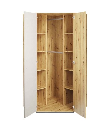 Armoire d'angle en bois avec 2 portes, pour enfants et jeunes, Qubic 01, Chêne Artisan / Gris, L95xW95xH195 cm des créatures d'habitude