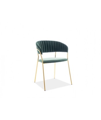 Chaise rembourrée avec tissu et pieds en métal Velours Lira Vert / Or, l56xA50xH78 cm du meilleur 