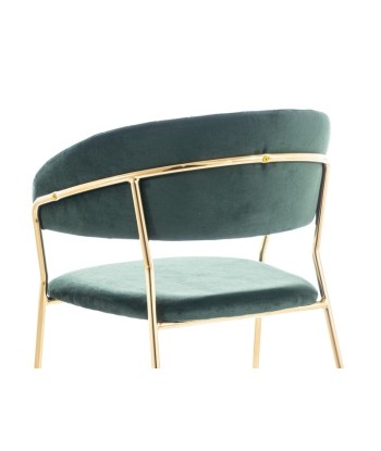 Chaise rembourrée avec tissu et pieds en métal Velours Lira Vert / Or, l56xA50xH78 cm du meilleur 