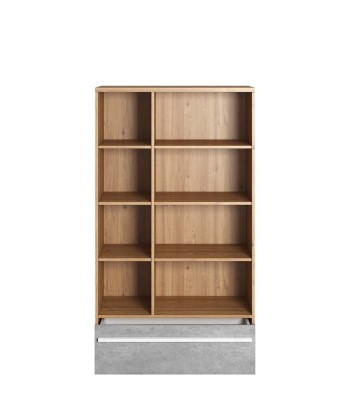 Bibliothèque en bois avec 1 tiroir, pour enfants et jeunes, Plano 03, Chêne / Gris, L90xW41xH161 cm sur le site 