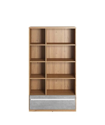 Bibliothèque en bois avec 1 tiroir, pour enfants et jeunes, Plano 03, Chêne / Gris, L90xW41xH161 cm sur le site 