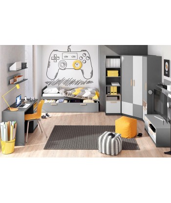 Bibliothèque en bois avec 1 tiroir, pour enfants et adolescents, Pok 04, Gris/Blanc/Graphite, L50xl40xH193 cm en ligne des produits 