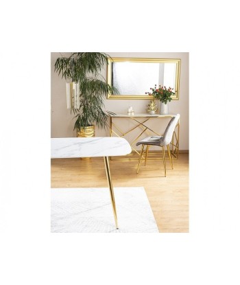 Table en MDF, verre et métal Ceres Blanc / Or, L140xl80xH75 cm Découvrez la collection