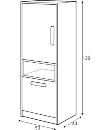 Bibliothèque en bois avec 1 porte et 1 tiroir, pour enfants et adolescents, Pok 07, Gris/Blanc/Graphite, L50xl40xH130 cm à prix réduit toute l'année