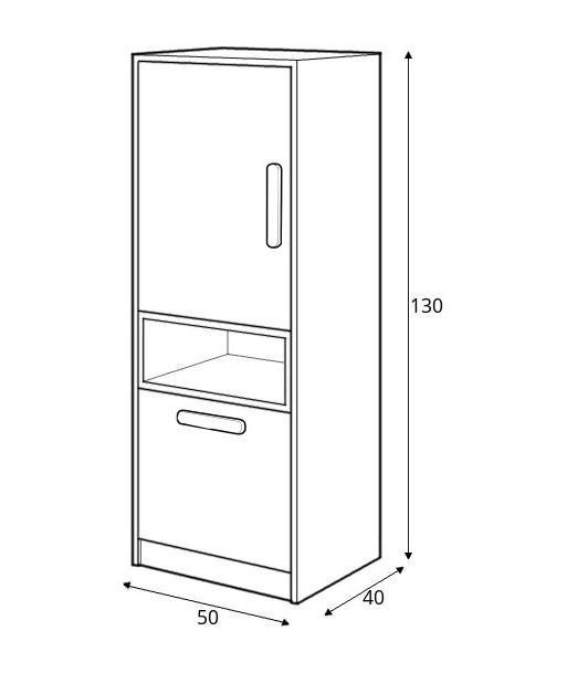 Bibliothèque en bois avec 1 porte et 1 tiroir, pour enfants et adolescents, Pok 07, Gris/Blanc/Graphite, L50xl40xH130 cm à prix réduit toute l'année