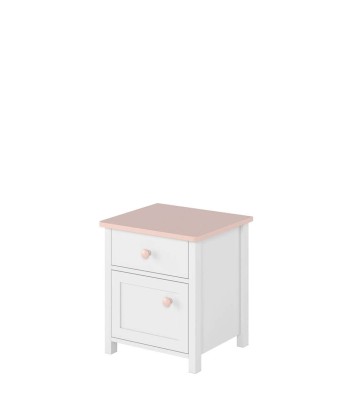 Table de chevet en bois clair, avec 1 porte et 1 tiroir, pour enfants et adolescents, Luna 07, Blanc/Rose, L45xl42xH51 cm Amélioration de cerveau avec