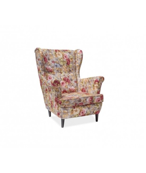 Fauteuil fixe tapissé de tissu et pieds en bois Lord Coral WM25 Multicolore, l75xA85xH101 cm pas cher chine