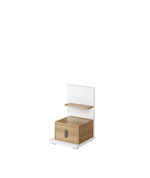 Table de chevet en bois clair avec 1 tiroir et 1 étagère, pour enfants et jeunes, Simi 08 Left, Naturel / Blanc, L43xW45xH70 cm acheter en ligne