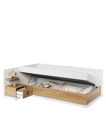 Table de chevet en bois clair avec 1 tiroir et 1 étagère, pour enfants et jeunes, Simi 08 Left, Naturel / Blanc, L43xW45xH70 cm acheter en ligne