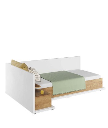 Table de chevet en bois clair avec 1 tiroir et 1 étagère, pour enfants et jeunes, Simi 08 Left, Naturel / Blanc, L43xW45xH70 cm acheter en ligne