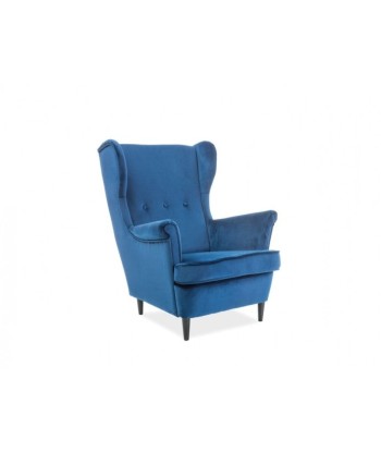 Fauteuil fixe tapissé de tissu, avec pieds en bois Lord Velvet, Bleu marine, l72xA85xH101 cm Le MVP de beaucoup