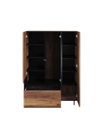 Vitrine en bois, avec 3 portes et 1 tiroir, Borga 05 Large, Chêne Catane / Noir, L100xW41xH143 cm Toutes les collections ici