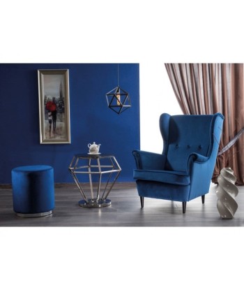 Fauteuil fixe tapissé de tissu, avec pieds en bois Lord Velvet, Bleu marine, l72xA85xH101 cm Le MVP de beaucoup