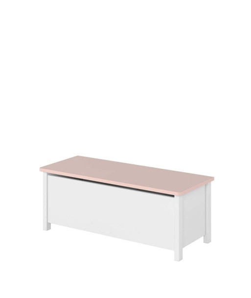 Boîte de rangement en bois, pour enfants et jeunes Luna 10, Blanc / Rose, L99xW42xH39 cm JUSQU'A -70%! 