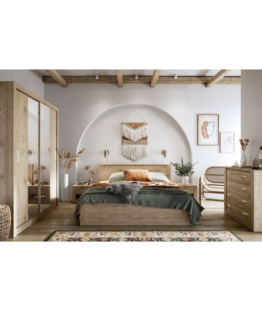 Ensemble de meubles de chambre à coucher Palk, avec lit 200 x 160 cm, idée 5 pièces, Chêne San Remo shop