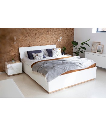 Ensemble de mobilier de chambre en bois clair, avec lit 200 x 160 cm, 5 pièces Futura, Blanc mat / Blanc brillant / Chêne Riviera Venez découvrir notre 