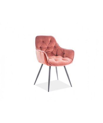 Chaise rembourrée en tissu et pieds en métal Velours Cerise Rose / Noir, l57xA58xH87 cm Comment ça marche