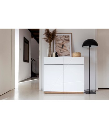 Ensemble de mobilier de chambre en bois clair, avec lit 200 x 160 cm, 5 pièces Futura, Blanc mat / Blanc brillant / Chêne Riviera Venez découvrir notre 