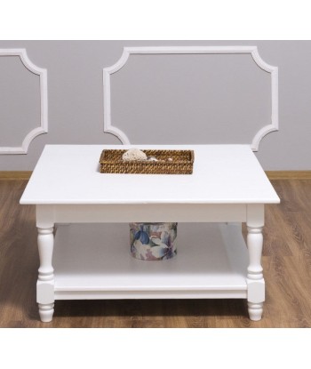 Table basse en bois de sapin, Pasy PS128, White peint P004, L90XL90XH45 CM Profitez des Offres !