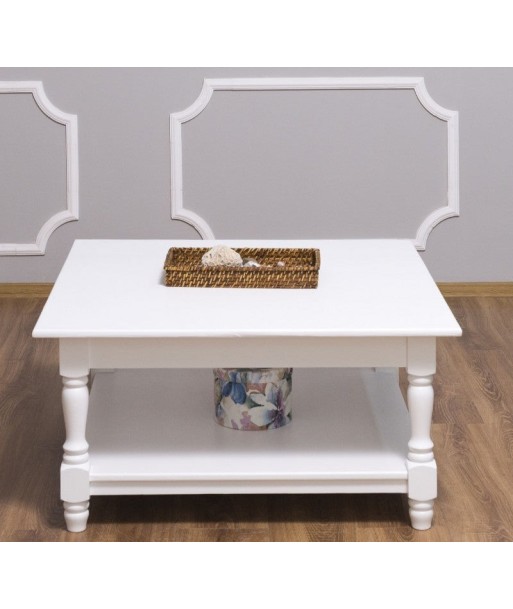 Table basse en bois de sapin, Pasy PS128, White peint P004, L90XL90XH45 CM Profitez des Offres !