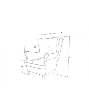 Fauteuil fixe tapissé de tissu et pieds en bois Lord Velvet Beige / Wengé, l75xA85xH101 cm vente chaude votre 