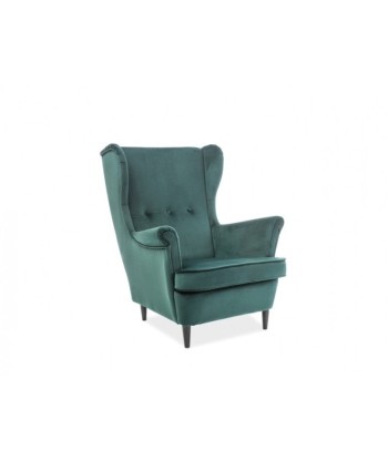 Fauteuil fixe recouvert de tissu, avec pieds en bois Lord Velvet vert foncé, l72xA85xH101 cm en ligne