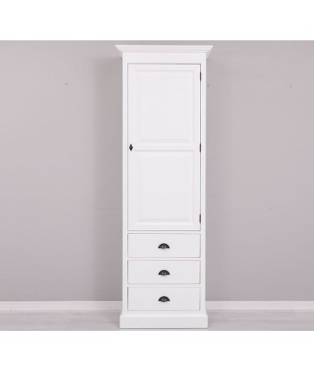 Armoire en bois de sapin avec 1 porte et 3 tiroirs, Pasy PS479 peint, l75xa40x220 cm-blanc en ligne des produits 