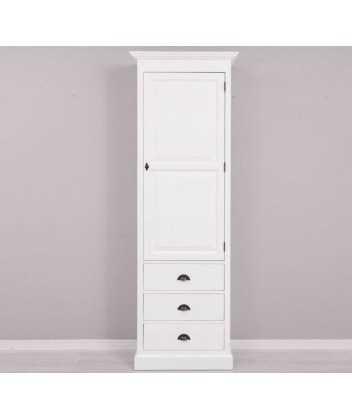 Armoire en bois de sapin avec 1 porte et 3 tiroirs, Pasy PS479 peint, l75xa40x220 cm-blanc en ligne des produits 