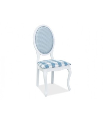 Chaise rembourrée en bois et tissu LV-SC Blanc / Bleu, l48xA43xH104 cm le concept de la Pate a emporter 