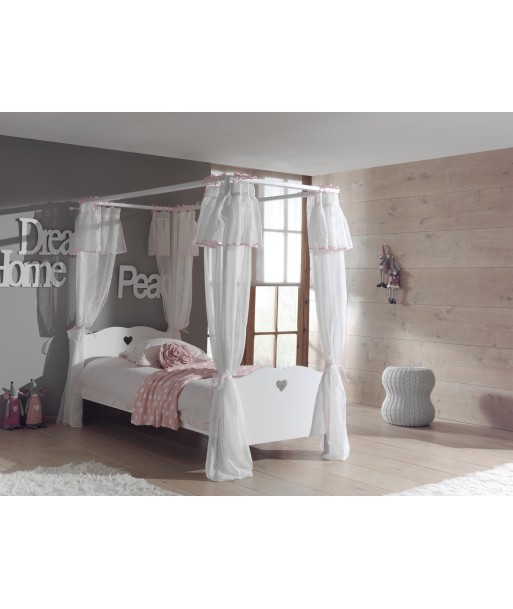 Pine et MDF Lit en bois avec canopée, pour les enfants blancs amoureux, 200 x 90 cm JUSQU'A -70%! 