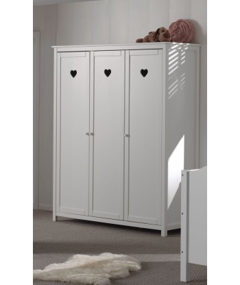 Armoire en bois en pin et MDF avec 3 portes, pour enfants blanc amoureuse, L159XA57XH190,5 cm outlet