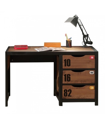 Table de bureau en bois en pin et MDF avec 3 tiroirs, pour enfants naturels / noirs, L130xl60xh75 cm pas cher 