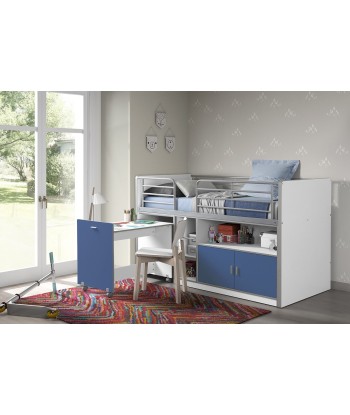 Pal et lit de sol en métal avec bureau construit et 2 portes, pour enfants blanc / bleu, 200 x 90 cm vente chaude votre 