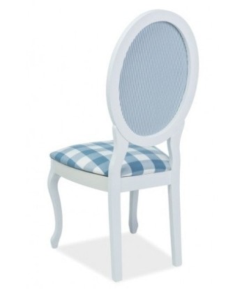 Chaise rembourrée en bois et tissu LV-SC Blanc / Bleu, l48xA43xH104 cm le concept de la Pate a emporter 