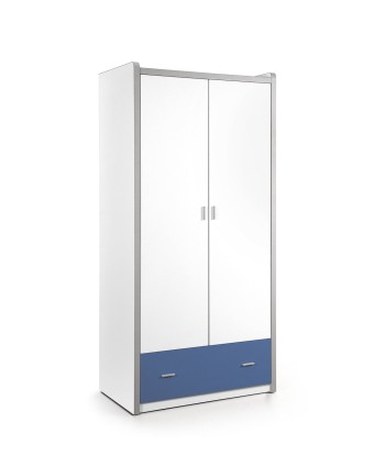 PAL et armoire en métal avec 2 portes et 1 tiroir, pour les enfants Bonny blanc / bleu, L96.5xa60xh202 cm Venez acheter