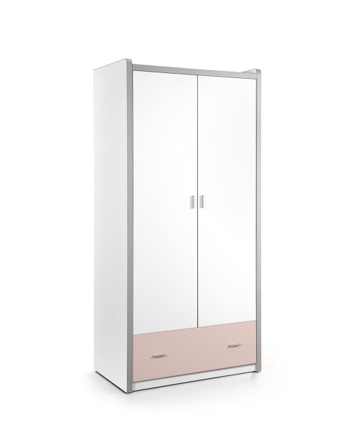 PAL et armoire en métal avec 2 portes et 1 tiroir, pour Bonny White / Pink Children, L96.5xa60xh202 cm suggérées chez