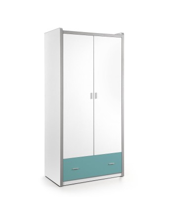 PAL et armoire en métal avec 2 portes et 1 tiroir, pour enfants blanc / turquoise, L96.5xa60xh202 cm la livraison gratuite