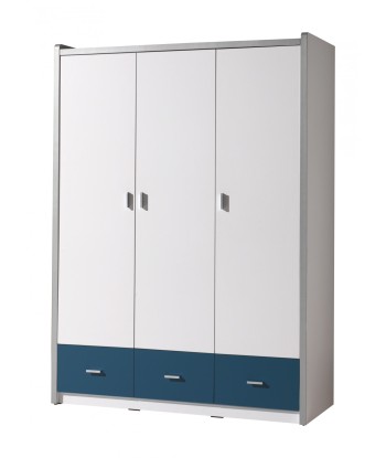 Cabinet PAL et métal avec 3 portes et 3 tiroirs, pour les enfants Bonny White / Blue, L140.5XA59XH202 CM Fin de série