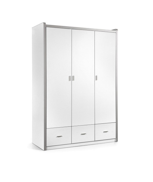 Cabinet PAL et métal avec 3 portes et 3 tiroirs, pour Bonny White Children, L140.5xa59xh202 cm Fin de série