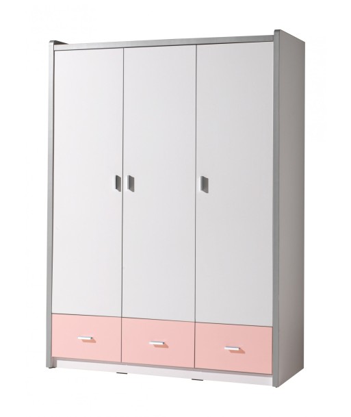 Cabinet PAL et métal avec 3 portes et 3 tiroirs, pour Bonny White / Pink Children, L140.5XA59XH202 CM Livraison rapide